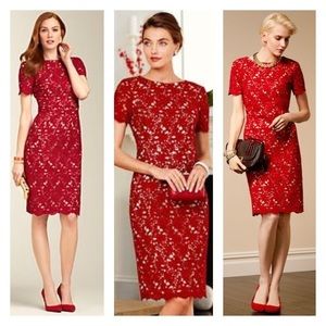 Talbots Dresses - Talbots red lace dress sz 8 Talbots Dresses - Talbots red lace dress sz 8